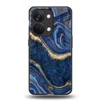 blue gold liquid marble back phone cover | glass case for oneplus nord 3