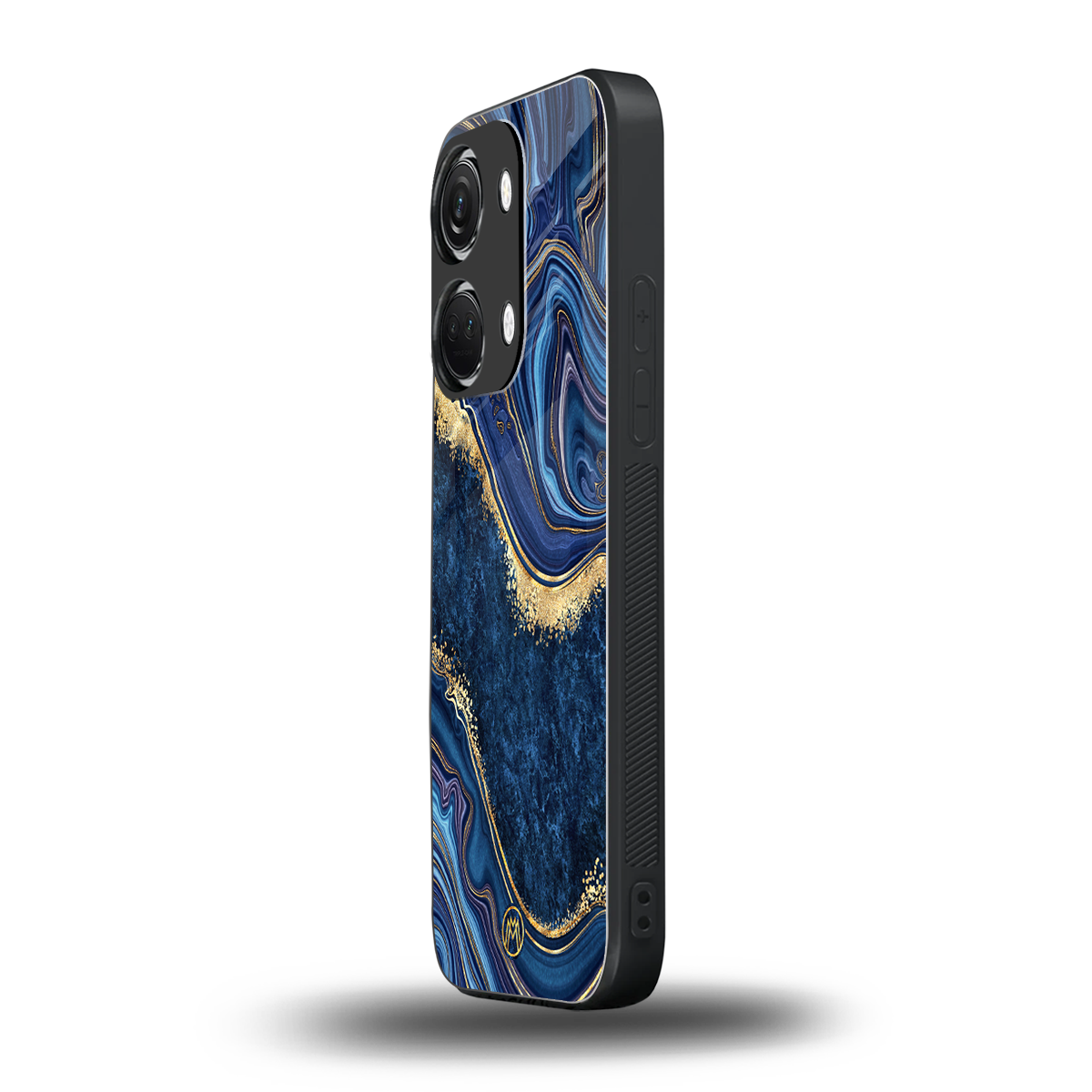 blue gold liquid marble back phone cover | glass case for oneplus nord 3