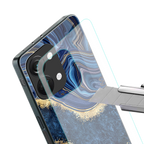 blue gold liquid marble back phone cover | glass case for oneplus nord 3