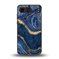 blue gold liquid marble back phone cover | glass case for oneplus nord 4