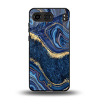 blue gold liquid marble back phone cover | glass case for oneplus nord 4