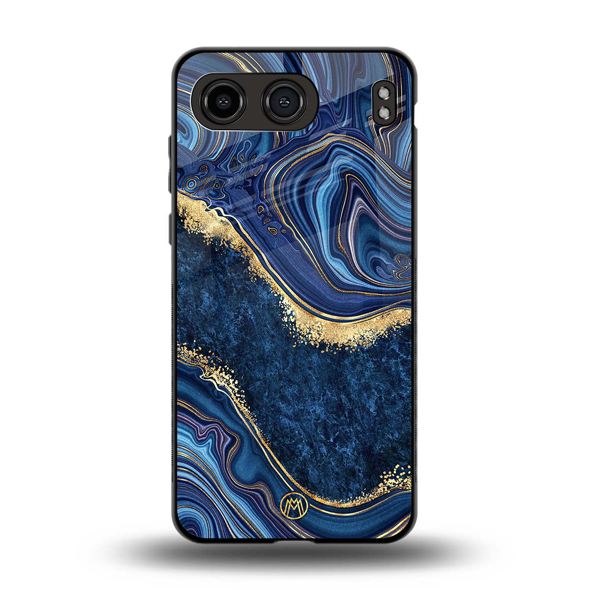 blue gold liquid marble back phone cover | glass case for oneplus nord 4