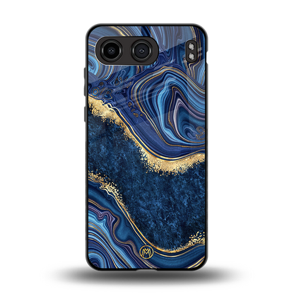 blue gold liquid marble back phone cover | glass case for oneplus nord 4