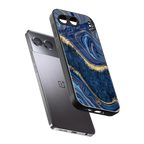 blue gold liquid marble back phone cover | glass case for oneplus nord 4