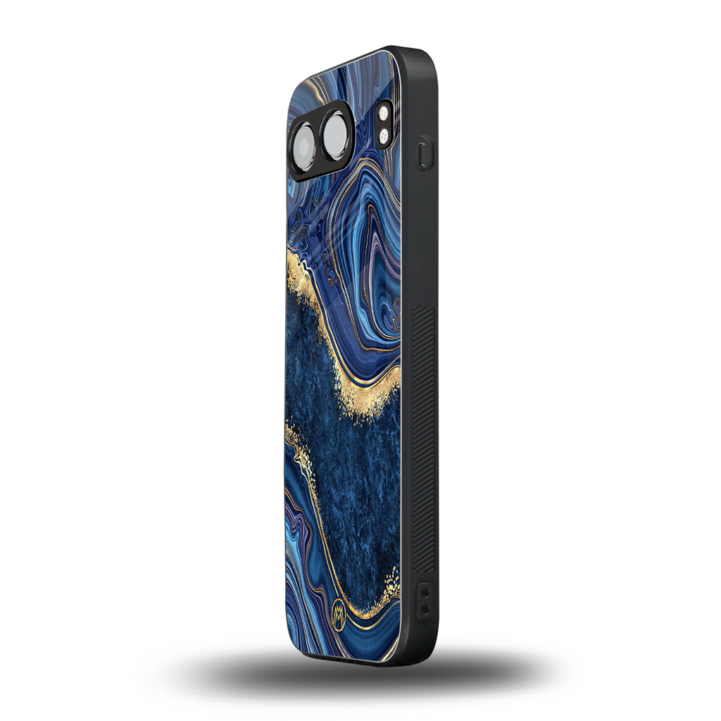 blue gold liquid marble back phone cover | glass case for oneplus nord 4