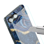 blue gold liquid marble back phone cover | glass case for oneplus nord 4