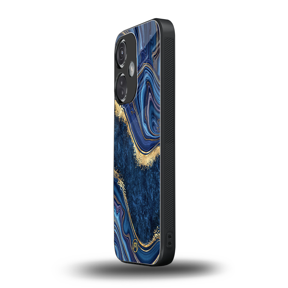 blue gold liquid marble back phone cover | glass case for oneplus nord ce 3