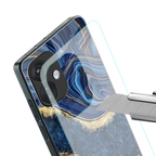 blue gold liquid marble back phone cover | glass case for oneplus nord ce 3