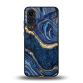 blue gold liquid marble back phone cover | glass case for oneplus nord ce 4 lite