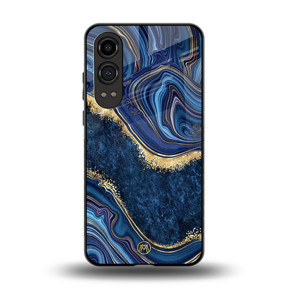 blue gold liquid marble back phone cover | glass case for oneplus nord ce 4 lite