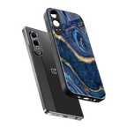 blue gold liquid marble back phone cover | glass case for oneplus nord ce 4 lite