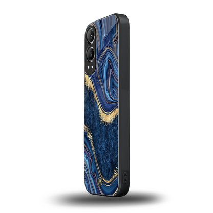 blue gold liquid marble back phone cover | glass case for oneplus nord ce 4 lite