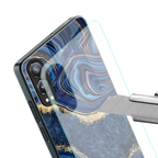 blue gold liquid marble back phone cover | glass case for oneplus nord ce 4 lite