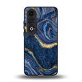 blue gold liquid marble back phone cover | glass case for oneplus nord ce 4