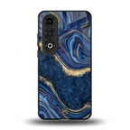 blue gold liquid marble back phone cover | glass case for oneplus nord ce 4