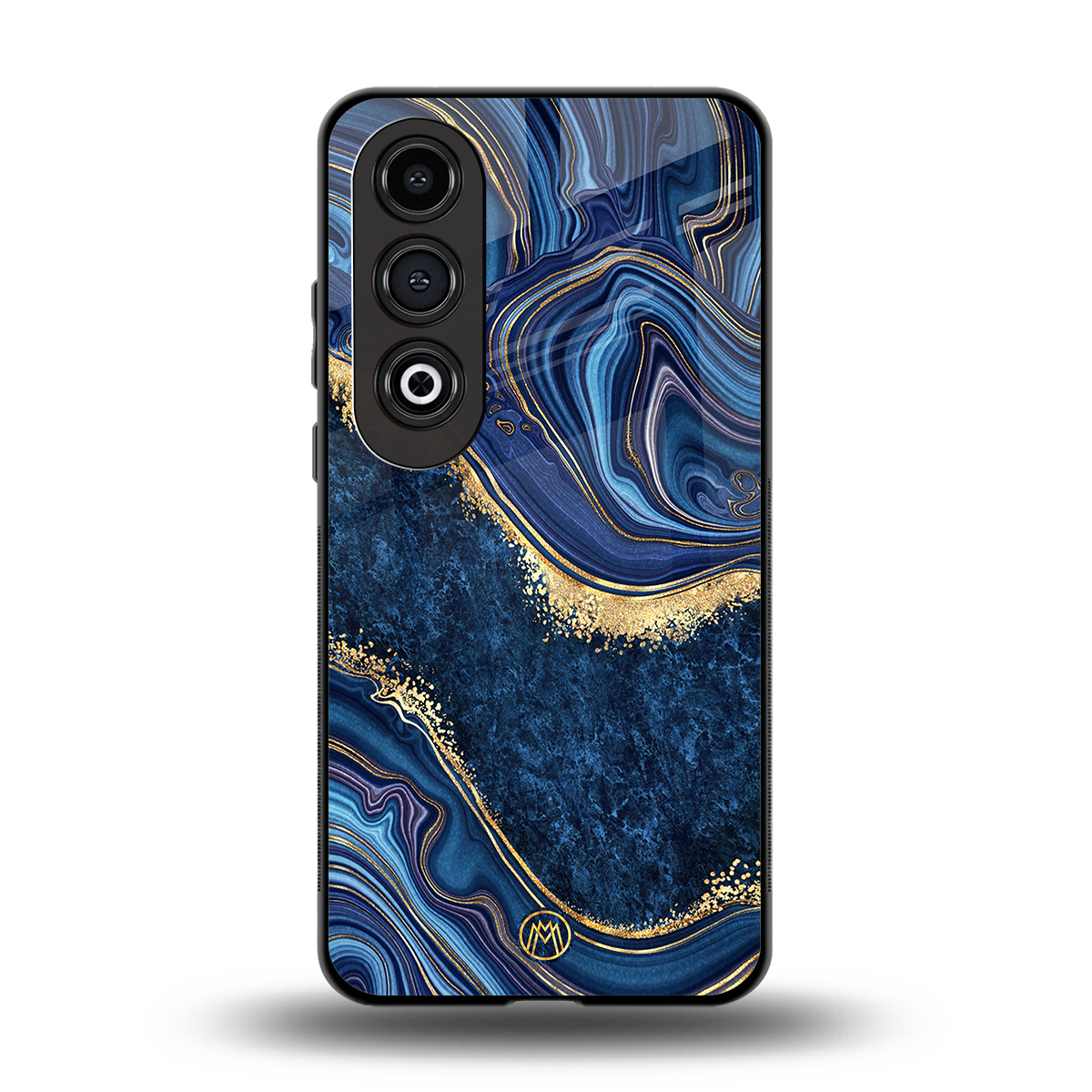 blue gold liquid marble back phone cover | glass case for oneplus nord ce 4