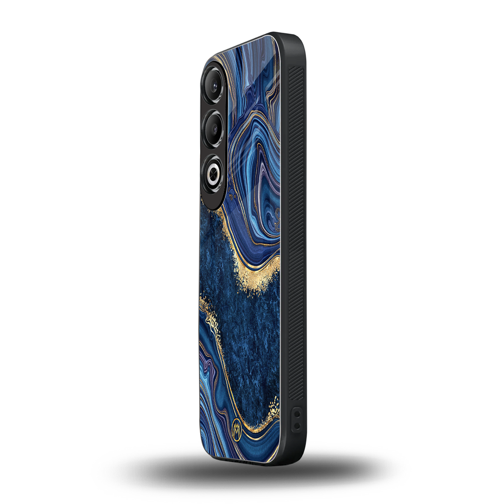 blue gold liquid marble back phone cover | glass case for oneplus nord ce 4