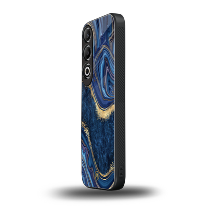 blue gold liquid marble back phone cover | glass case for oneplus nord ce 4