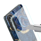 blue gold liquid marble back phone cover | glass case for oneplus nord ce 4