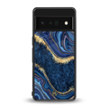 blue gold liquid marble back phone cover | glass case for google pixel 6 pro