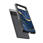 blue gold liquid marble back phone cover | glass case for google pixel 6 pro