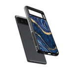 blue gold liquid marble back phone cover | glass case for google pixel 6