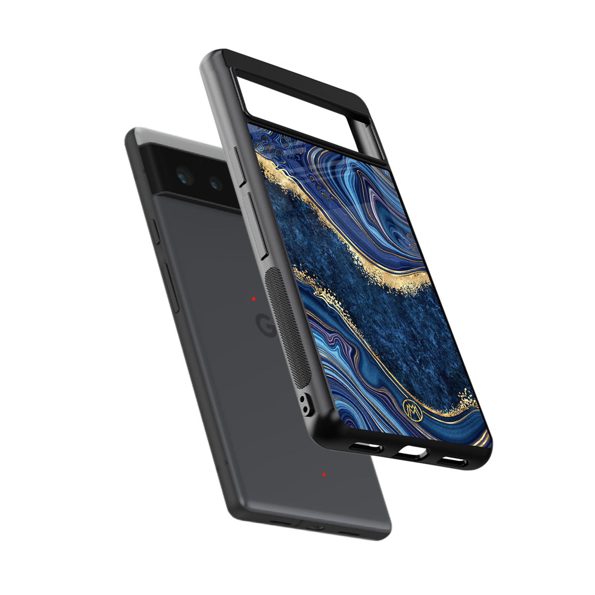 blue gold liquid marble back phone cover | glass case for Google Pixel 6A