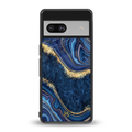 blue gold liquid marble back phone cover | glass case for Google Pixel 7