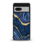 blue gold liquid marble back phone cover | glass case for Google Pixel 7