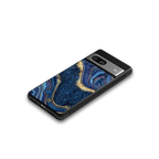 blue gold liquid marble back phone cover | glass case for Google Pixel 7