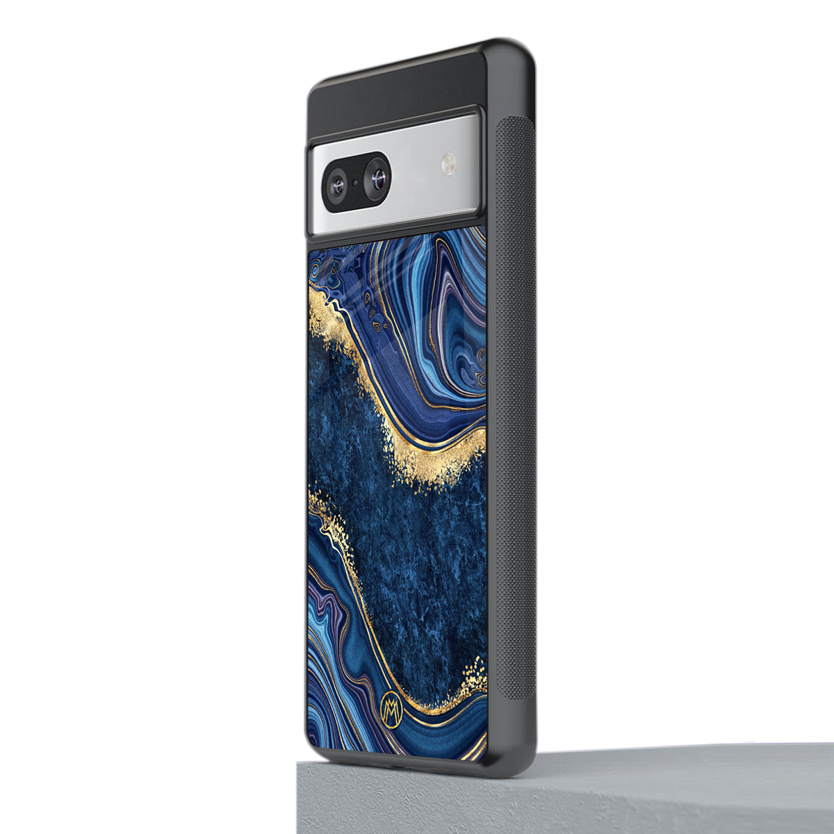blue gold liquid marble back phone cover | glass case for Google Pixel 7