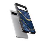 blue gold liquid marble back phone cover | glass case for google pixel 8 pro