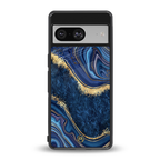 blue gold liquid marble back phone cover | glass case for Google Pixel 8