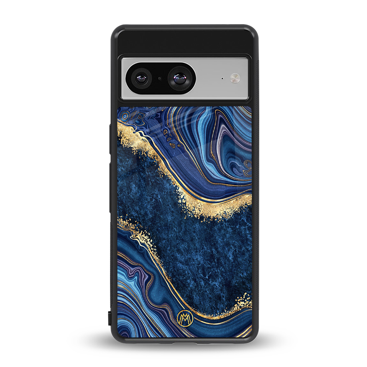 blue gold liquid marble back phone cover | glass case for Google Pixel 8