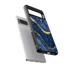 blue gold liquid marble back phone cover | glass case for Google Pixel 8
