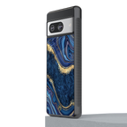 blue gold liquid marble back phone cover | glass case for Google Pixel 8