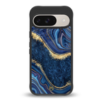 blue gold liquid marble back phone cover | glass case for google pixel 9