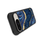 blue gold liquid marble back phone cover | glass case for google pixel 9