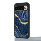 blue gold liquid marble back phone cover | glass case for google pixel 9 pro