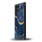 blue gold liquid marble back phone cover | glass case for samsung galaxy s24 ultra