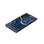 blue gold liquid marble back phone cover | glass case for samsung galaxy s23 ultra