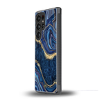 blue gold liquid marble back phone cover | glass case for samsung galaxy s25 ultra