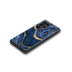 blue gold liquid marble back phone cover | glass case for samsung galaxy s25 ultra