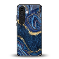 blue gold liquid marble back phone cover | glass case for samsung galaxy s25 plus