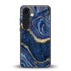 blue gold liquid marble back phone cover | glass case for samsung galaxy s23