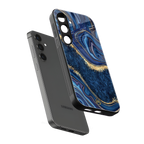 blue gold liquid marble back phone cover | glass case for samsung galaxy s24