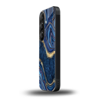 blue gold liquid marble back phone cover | glass case for samsung galaxy s25