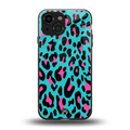 blue leopard fur back phone cover | glass case for iphone 13 mini