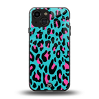 blue leopard fur back phone cover | glass case for iphone 13 mini