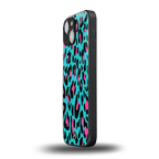 blue leopard fur back phone cover | glass case for iphone 13 mini